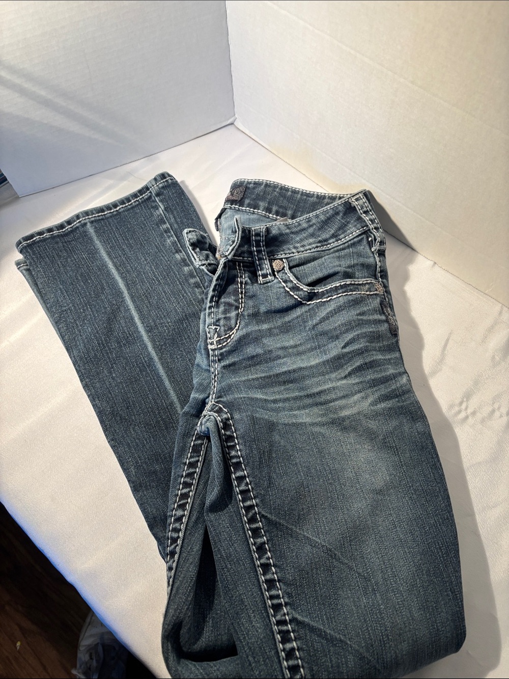 Seven7 Women's Faded Blue Boot Cut Jeans